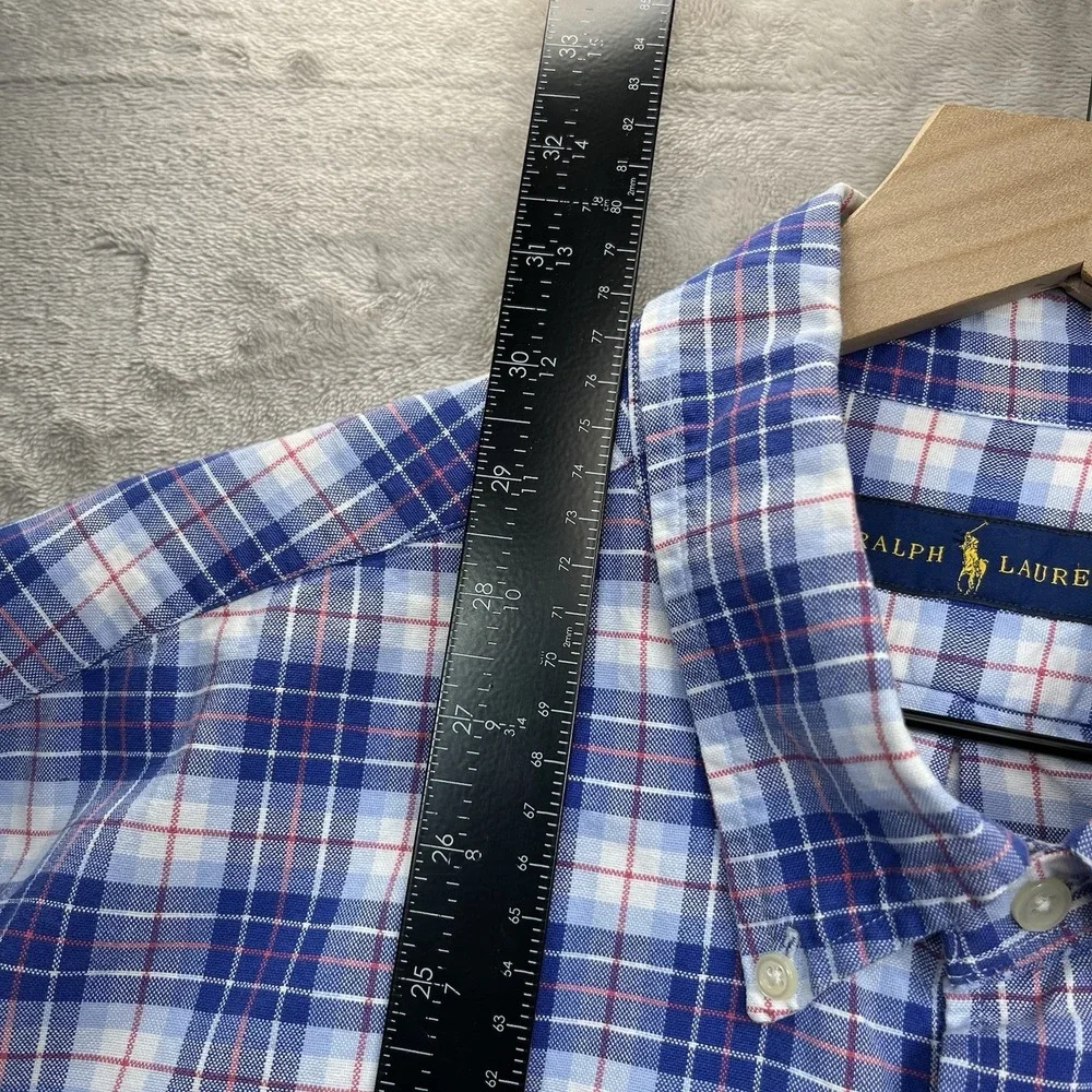Ralph Lauren Shirt Men's XXL Short Sleeve Red And Blue Plaid Button Down